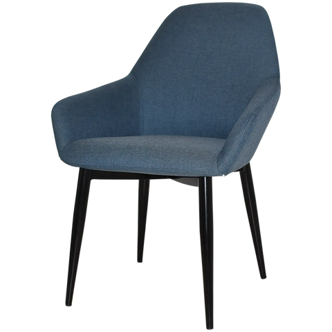 Monte Tub Chair With Black Metal 4 Leg And Gravity Denim Shell, Viewed From Angle In Front