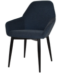 Monte Tub Chair With Black Metal 4 Leg And Gravity Navy Shell, Viewed From Angle In Front