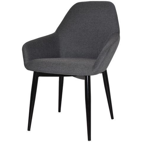 Monte Tub Chair With Black Metal 4 Leg And Gravity Slate Shell, Viewed From Angle In Front