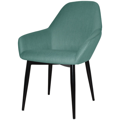 Monte Tub Chair With Black Metal 4 Leg And Gravity Teal Shell, Viewed From Angle In Front