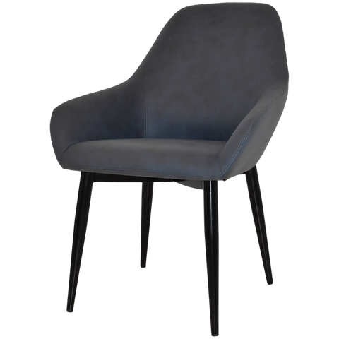 Monte Tub Chair With Black Metal 4 Leg And Pelle Navy Shell, Viewed From Angle In Front