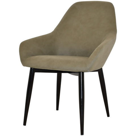 Monte Tub Chair With Black Metal 4 Leg And Pelle Sage Shell, Viewed From Angle In Front