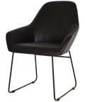 Monte Tub Chair With Black Sled Base And Black Vinyl Shell, Viewed From Angle In Front