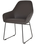 Monte Tub Chair With Black Sled Base And Charcoal Vinyl Shell, Viewed From Angle In Front