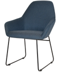 Monte Tub Chair With Black Sled Base And Gravity Denim Shell, Viewed From Angle In Front