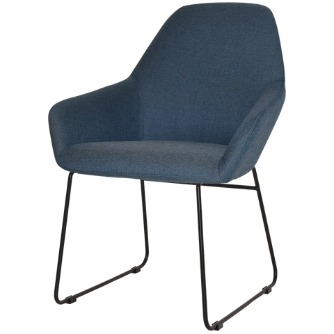 Monte Tub Chair With Black Sled Base And Gravity Denim Shell, Viewed From Angle In Front