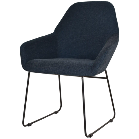 Monte Tub Chair With Black Sled Base And Gravity Navy Shell, Viewed From Angle In Front