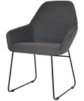 Monte Tub Chair With Black Sled Base And Gravity Slate Shell, Viewed From Angle In Front