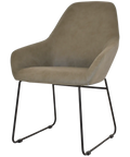 Monte Tub Chair With Black Sled Base And Pelle Sage Shell, Viewed From Angle In Front
