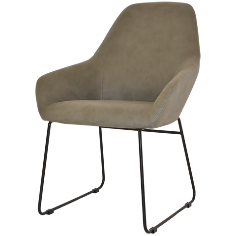 Monte Tub Chair With Black Sled Base And Pelle Sage Shell, Viewed From Angle In Front