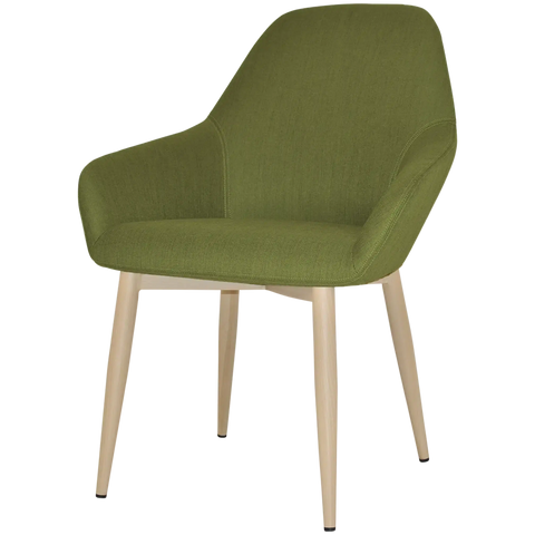 Monte Tub Chair With Custom Upholstery And Birch Metal 4 Leg Frame, Viewed From Front Angle