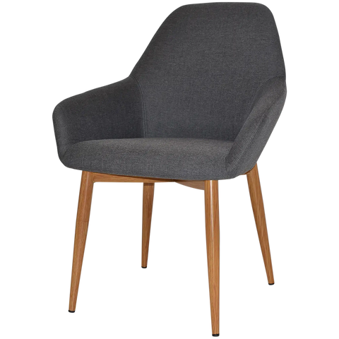 Monte Tub Chair With Light Oak Metal 4 Leg And Gravity Slate Shell, Viewed From Angle In Front