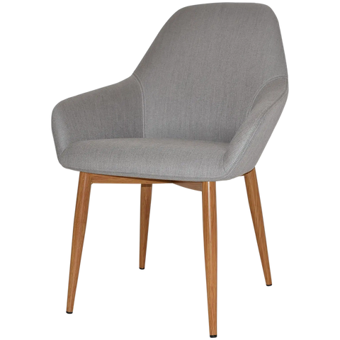 Monte Tub Chair With Light Oak Metal 4 Leg And Gravity Steel Shell, Viewed From Angle In Front