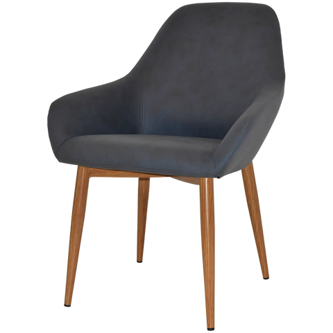 Monte Tub Chair With Light Oak Metal 4 Leg And Pelle Navy Shell, Viewed From Angle In Front