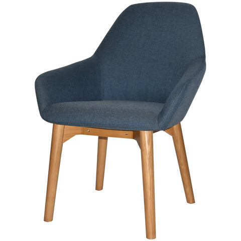 Monte Tub Chair With Light Oak Timber 4 Leg And Gravity Denim Shell, Viewed From Angle In Front