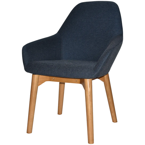 Monte Tub Chair With Light Oak Timber 4 Leg And Gravity Navy Shell, Viewed From Angle In Front