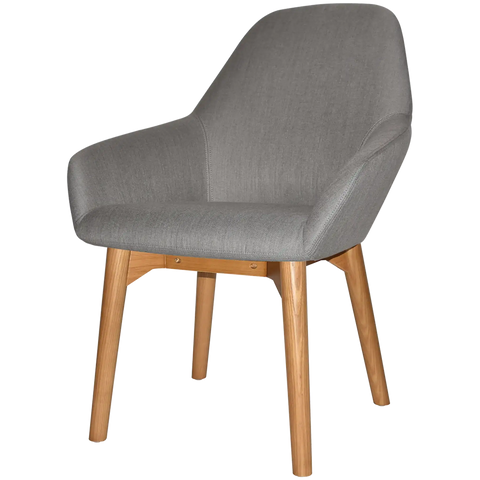 Monte Tub Chair With Light Oak Timber 4 Leg And Gravity Steel Shell, Viewed From Angle In Front