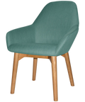 Monte Tub Chair With Light Oak Timber 4 Leg And Gravity Teal Shell, Viewed From Angle In Front