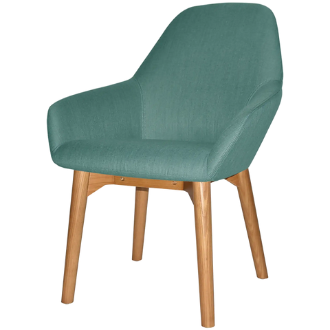Monte Tub Chair With Light Oak Timber 4 Leg And Gravity Teal Shell, Viewed From Angle In Front