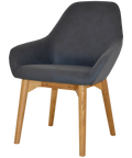 Monte Tub Chair With Light Oak Timber 4 Leg And Pelle Navy Shell, Viewed From Angle In Front