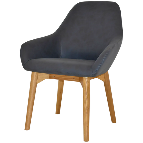 Monte Tub Chair With Light Oak Timber 4 Leg And Pelle Navy Shell, Viewed From Angle In Front