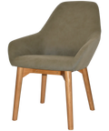 Monte Tub Chair With Light Oak Timber 4 Leg And Pelle Sage Shell, Viewed From Angle In Front
