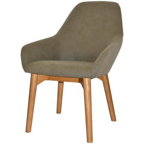 Monte Tub Chair With Light Oak Timber 4 Leg And Pelle Sage Shell, Viewed From Angle In Front
