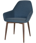 Monte Tub Chair With Light Walnut Metal 4 Leg And Gravity Denim Shell, Viewed From Angle In Front