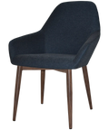 Monte Tub Chair With Light Walnut Metal 4 Leg And Gravity Navy Shell, Viewed From Angle In Front