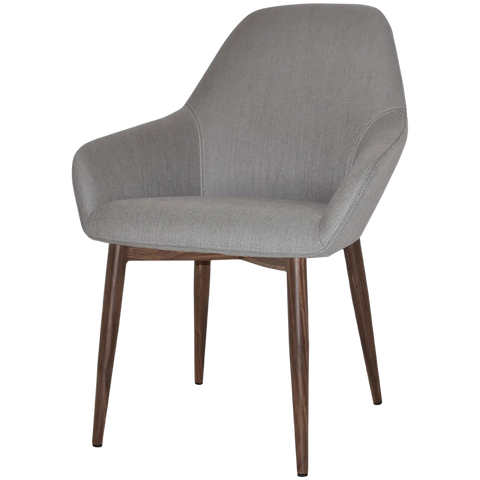 Monte Tub Chair With Light Walnut Metal 4 Leg And Gravity Steel Shell, Viewed From Angle In Front