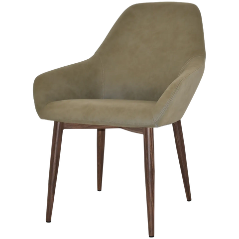 Monte Tub Chair With Light Walnut Metal 4 Leg And Pelle Sage Shell, Viewed From Angle In Front