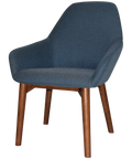 Monte Tub Chair With Light Walnut Timber 4 Leg And Gravity Denim Shell, Viewed From Angle In Front