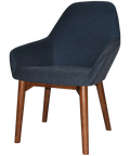 Monte Tub Chair With Light Walnut Timber 4 Leg And Gravity Navy Shell, Viewed From Angle In Front