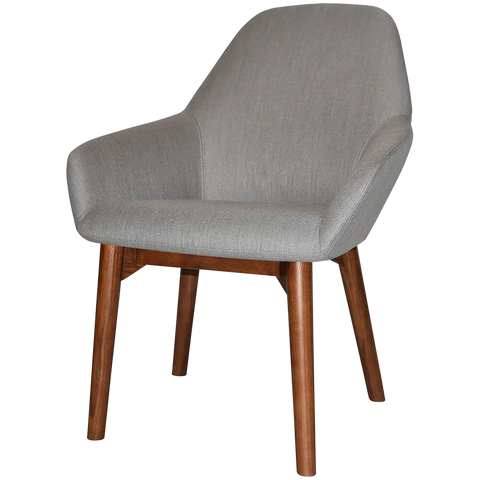 Monte Tub Chair With Light Walnut Timber 4 Leg And Gravity Steel Shell, Viewed From Angle In Front