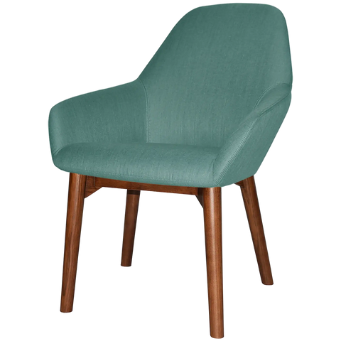 Monte Tub Chair With Light Walnut Timber 4 Leg And Gravity Teal Shell, View From Angle In Front