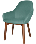 Monte Tub Chair With Light Walnut Timber 4 Leg And Gravity Teal Shell, Viewed From Angle In Front