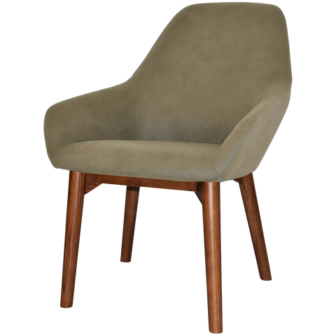 Monte Tub Chair With Light Walnut Timber 4 Leg And Pelle Sage Shell, Viewed From Angle In Front