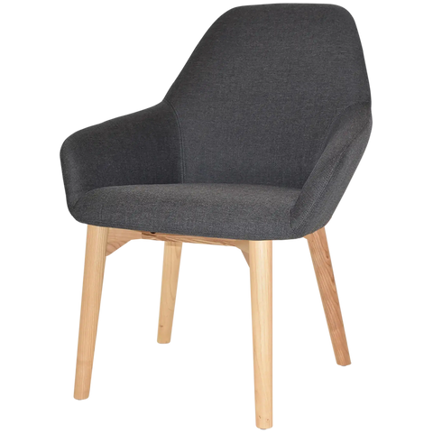 Monte Tub Chair With Natural Timber 4 Leg And Gravity Slate Shell, Viewed From Angle In Front