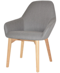 Monte Tub Chair With Natural Timber 4 Leg And Gravity Steel Shell, Viewed From Angle In Front