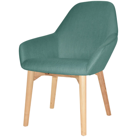 Monte Tub Chair With Natural Timber 4 Leg And Gravity Teal Shell, Viewed From Angle In Front