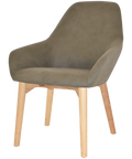 Monte Tub Chair With Natural Timber 4 Leg And Pelle Sage Shell, Viewed From Angle In Front