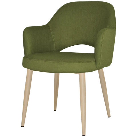 Mulberry Armchair Birch Metal 4 Leg With Custom Upholstery, Viewed From Front Angle