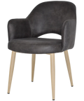 Mulberry Armchair Birch Metal 4 Leg With Eastwood Slate Shell, Viewed From Front Angle