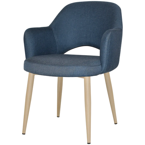 Mulberry Armchair Birch Metal 4 Leg With Gravity Denim Shell, Viewed From Front Angle