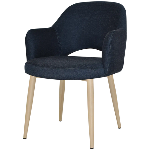 Mulberry Armchair Birch Metal 4 Leg With Gravity Navy Shell, Viewed From Front Angle