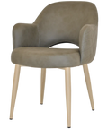 Mulberry Armchair Birch Metal 4 Leg With Pelle Benito Sage Shell, Viewed From Front Angle