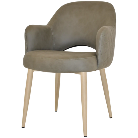 Mulberry Armchair Birch Metal 4 Leg With Pelle Benito Sage Shell, Viewed From Front Angle