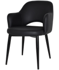 Mulberry Armchair Black Metal 4 Leg With Black Vinyl Shell, Viewed From Front Angle