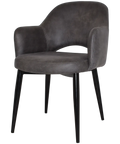 Mulberry Armchair Black Metal 4 Leg With Eastwood Slate Shell, Viewed From Front Angle