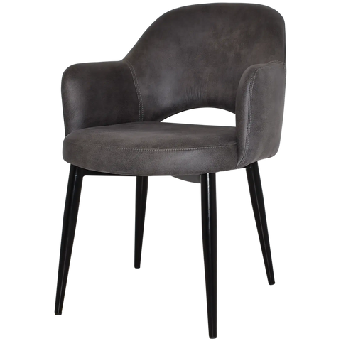 Mulberry Armchair Black Metal 4 Leg With Eastwood Slate Shell, Viewed From Front Angle